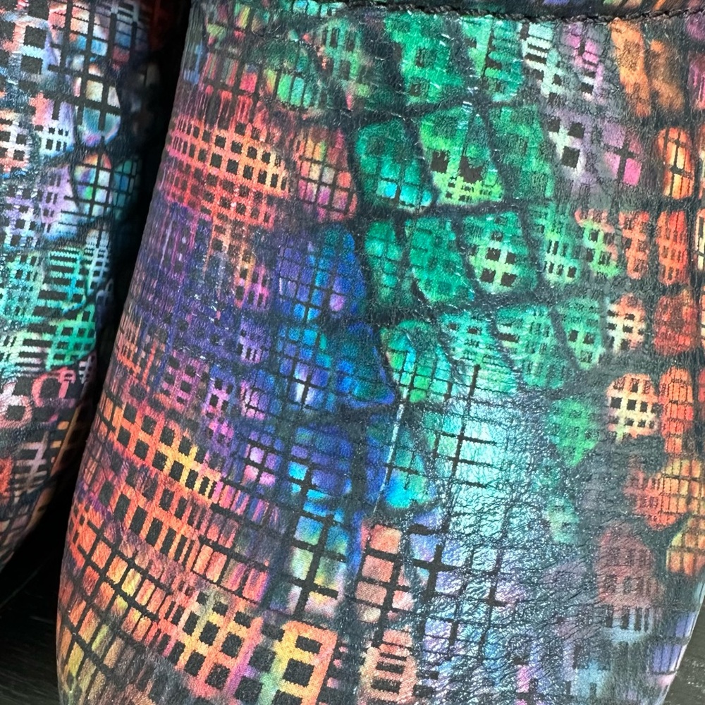 Dansko Colorful Grid Pattern Clogs - Picture 2 of 6